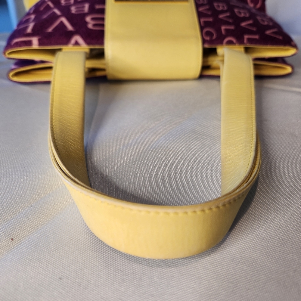 Bvlgari Logo Canvas & Leather Shoulder Bag Purple & Yellow Bulgari - Picture 9 of 16